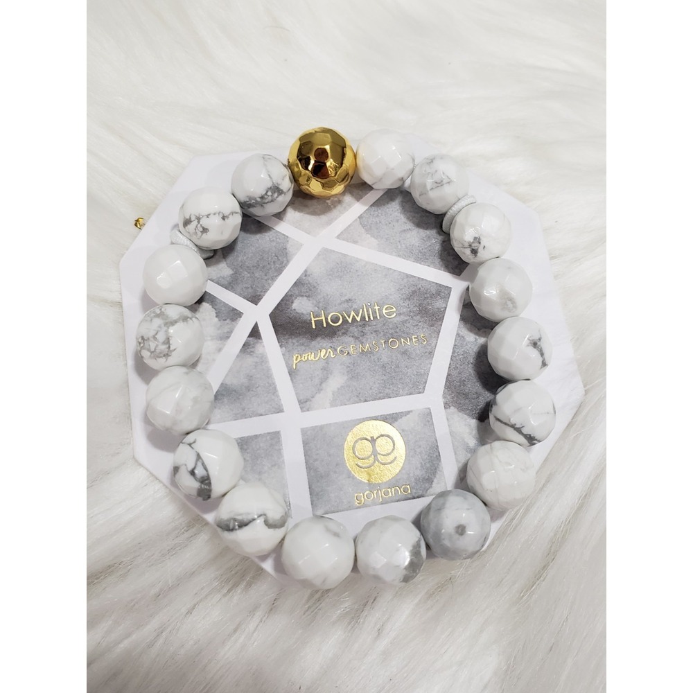 GORJANA Power Gemstone Bracelet STRETCH HOWLITE STRENGTH‎ NWT 78.00 MSRP